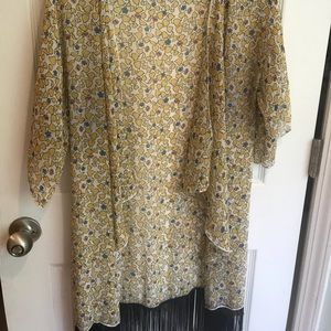 LuLaRoe Lindsay Kimono with Black Fringe